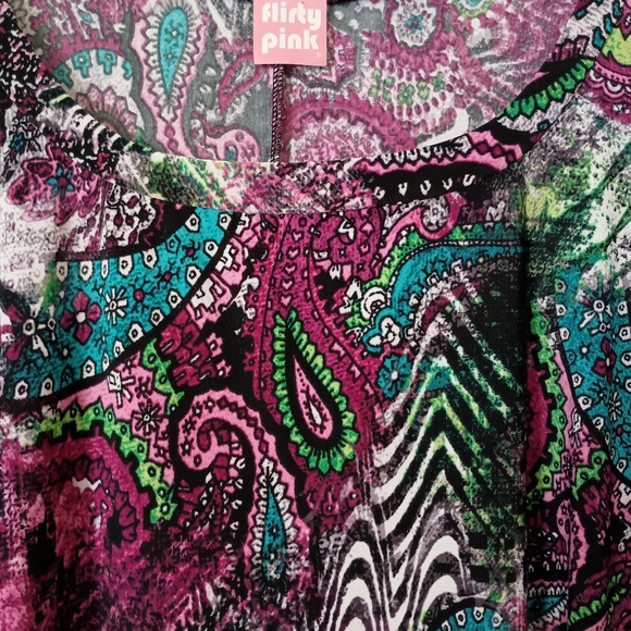 Moody PurpleTunic Dark Floral Paisley Print‎ Jersey Knit Travel Friendly XL - Picture 5 of 6